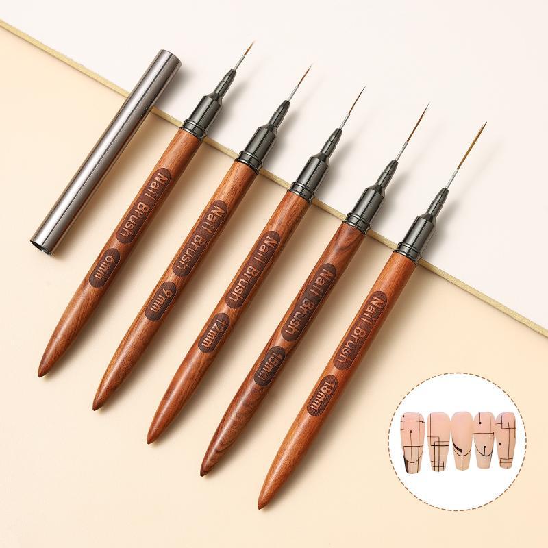 Nail Art Brush Set - Набор кистей для нейл-арта с деревянной
