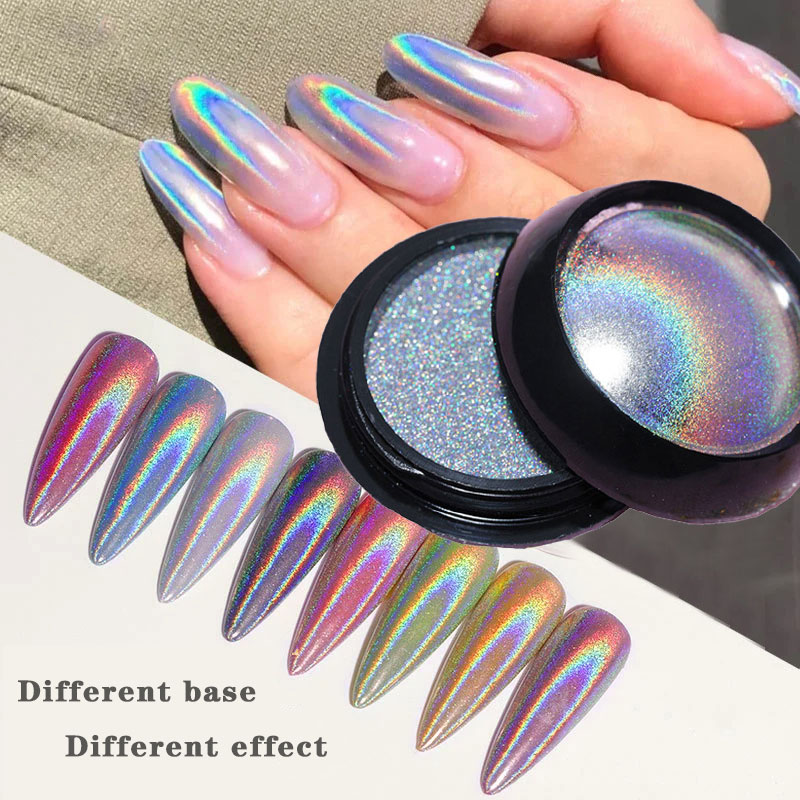 Dip Powder Nail - 6-цветная хромированная лазерная пудра для ногтей,