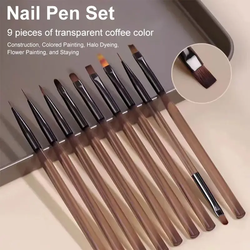 Nail Art Brush Set - Набор из 9 кистей для нейл-арта