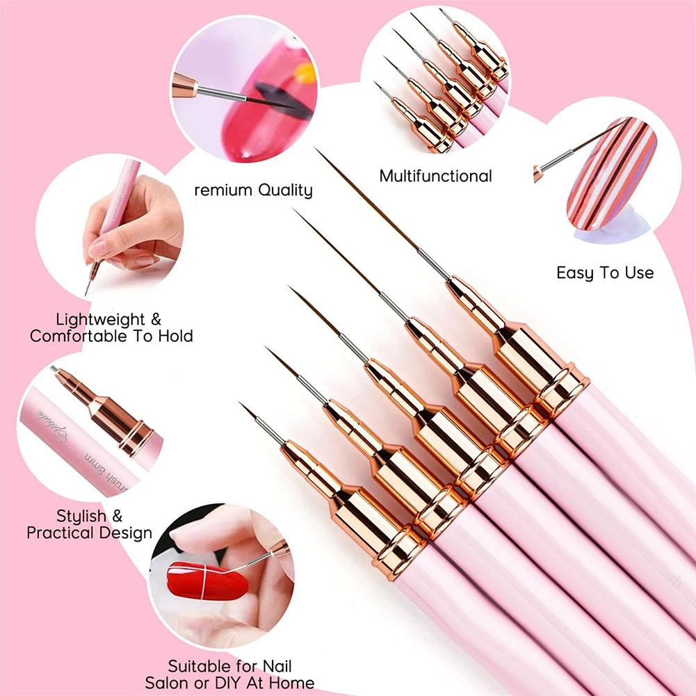 Nail Art Brush Set - Набор из 5 профессиональных кистей для