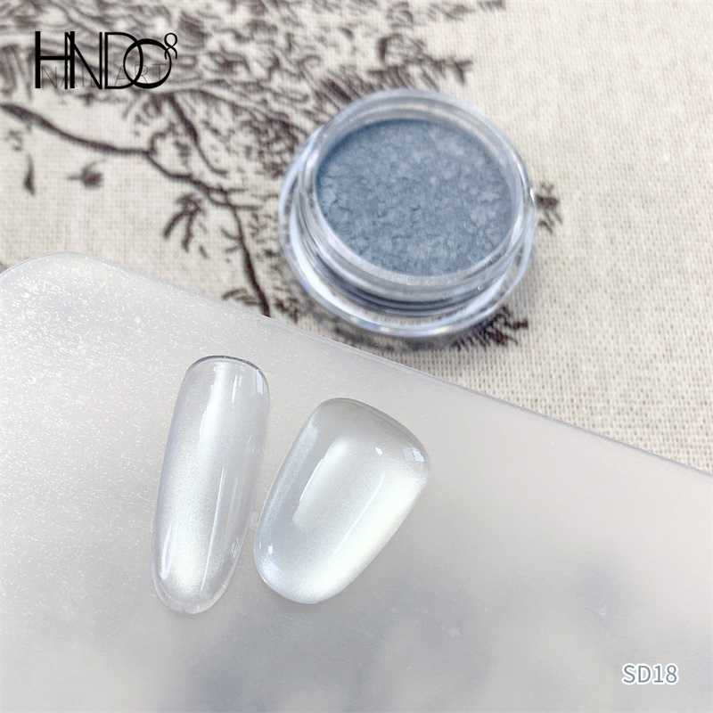 Dip Powder Nail - HNDO Новый серебристо-белый 3D магнитная пудра