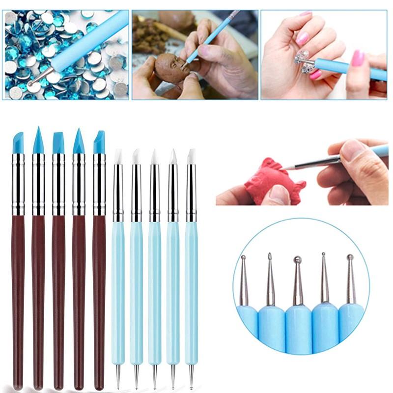 Nail Art Brush Set - Набор из 1/10/15 шт. двусторонних силиконовых