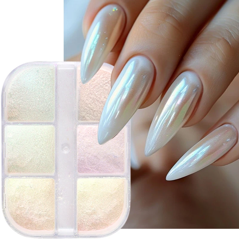 Dip Powder Nail - 6 сеток Aurora, зеркальный порошок для