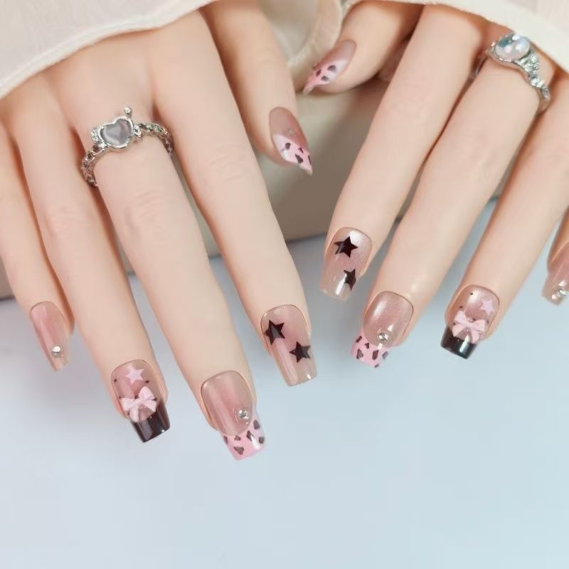 10 шт. коротких квадратных нак – обзор и цена Nail Art Leopard