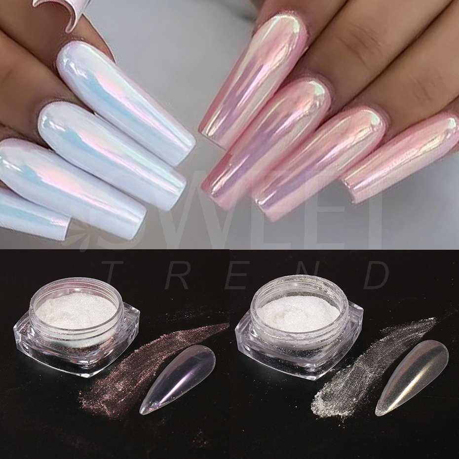 Белый жемчужный зеркальный лун – обзор и цена Dip Powder Nail