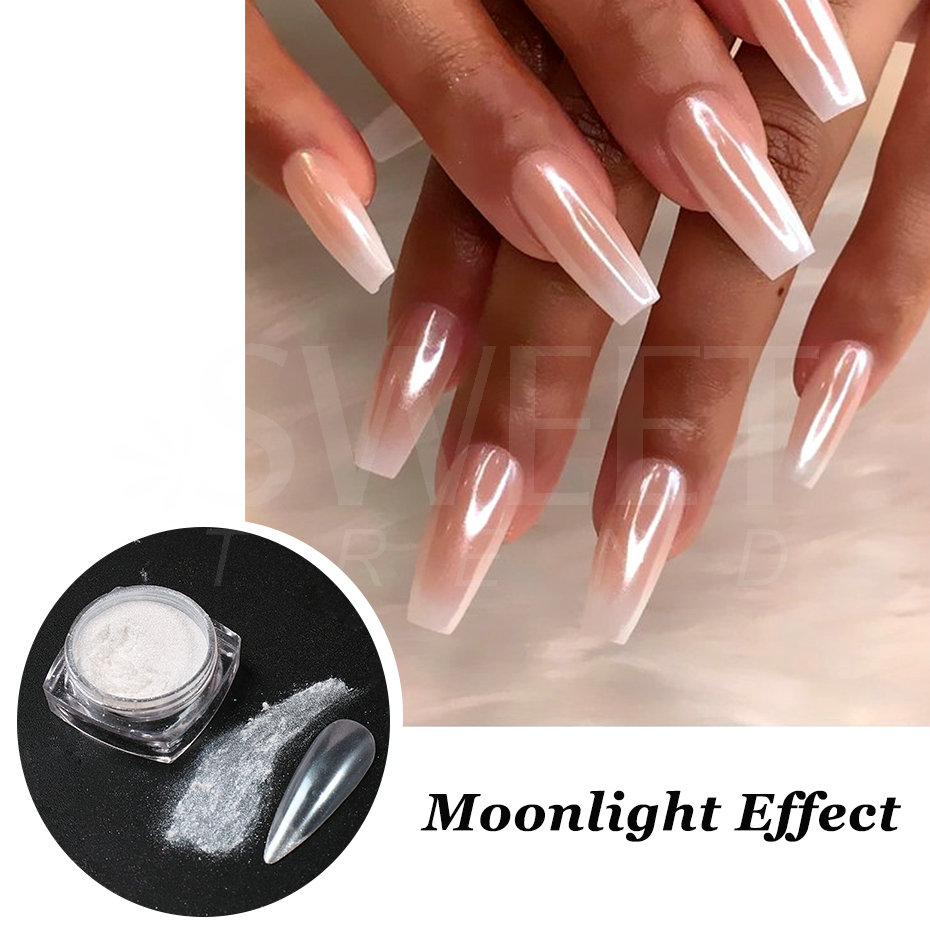 Белый жемчужный зеркальный лун – обзор и цена Dip Powder Nail