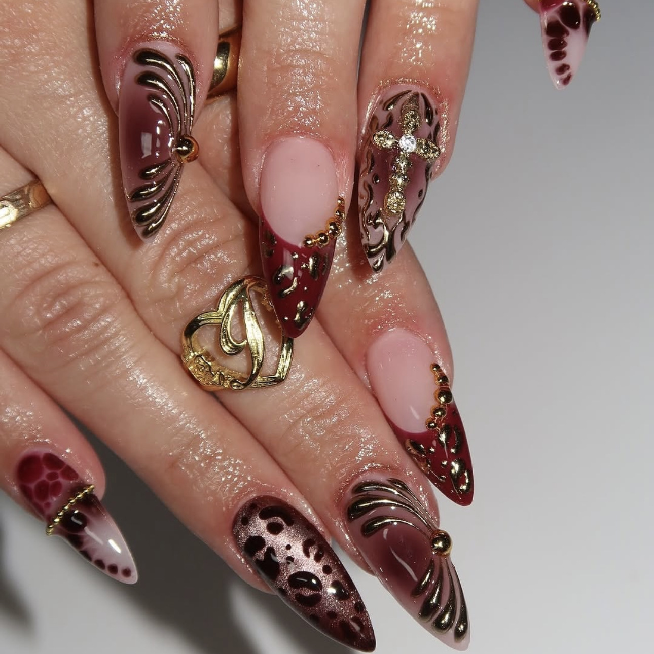 Градиентные винно-красно-корич – обзор и цена Nail Art Leopard