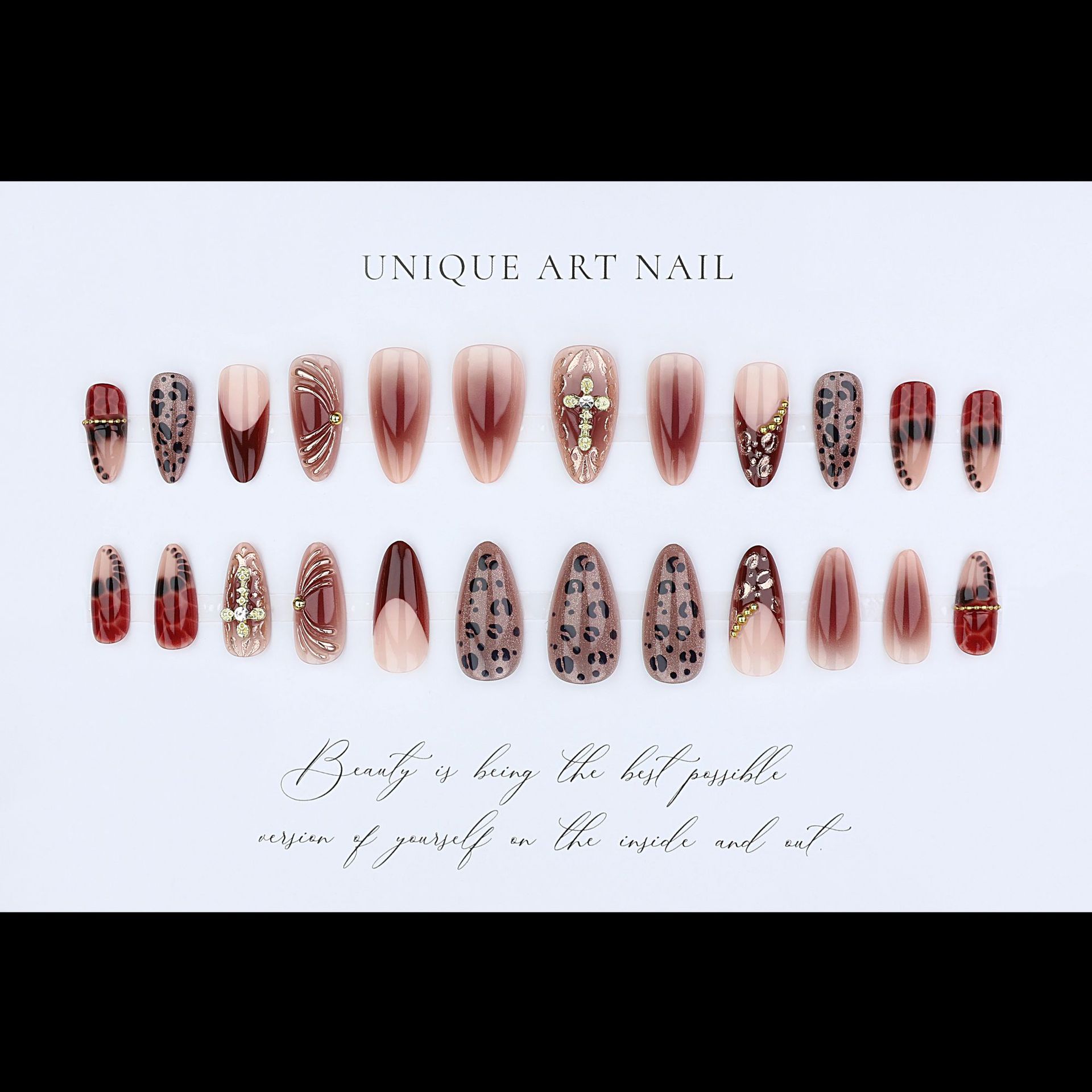 Градиентные винно-красно-корич – обзор и цена Nail Art Leopard