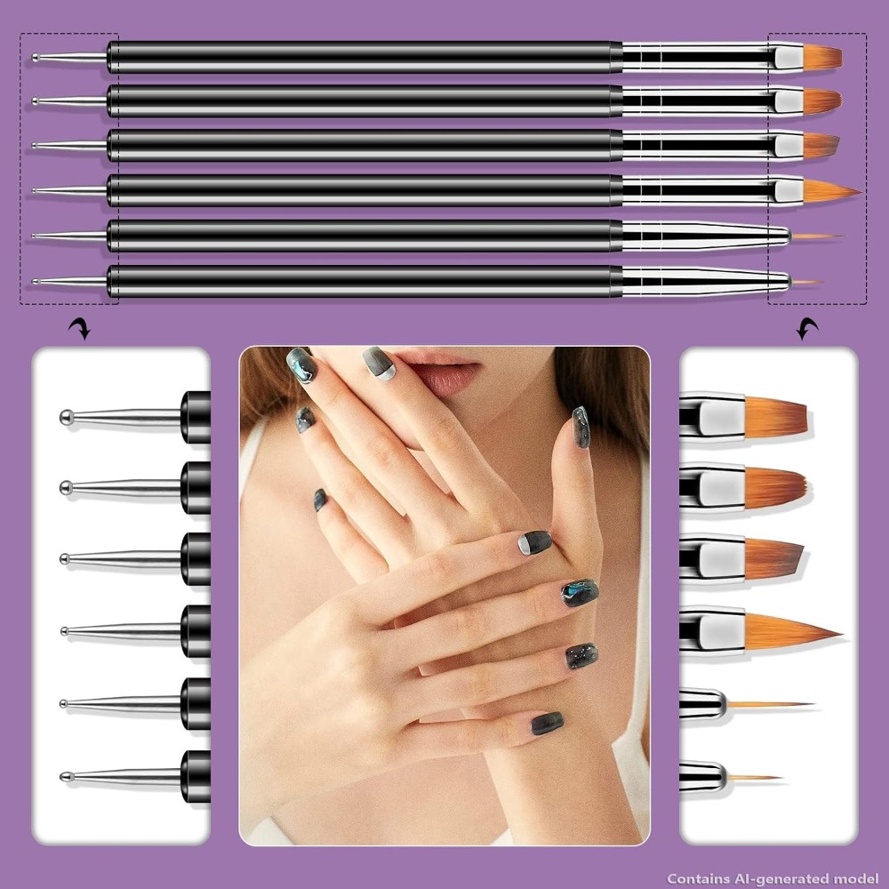 Набор из 6 двусторонних инстру – обзор и цена Nail Art Brush Set