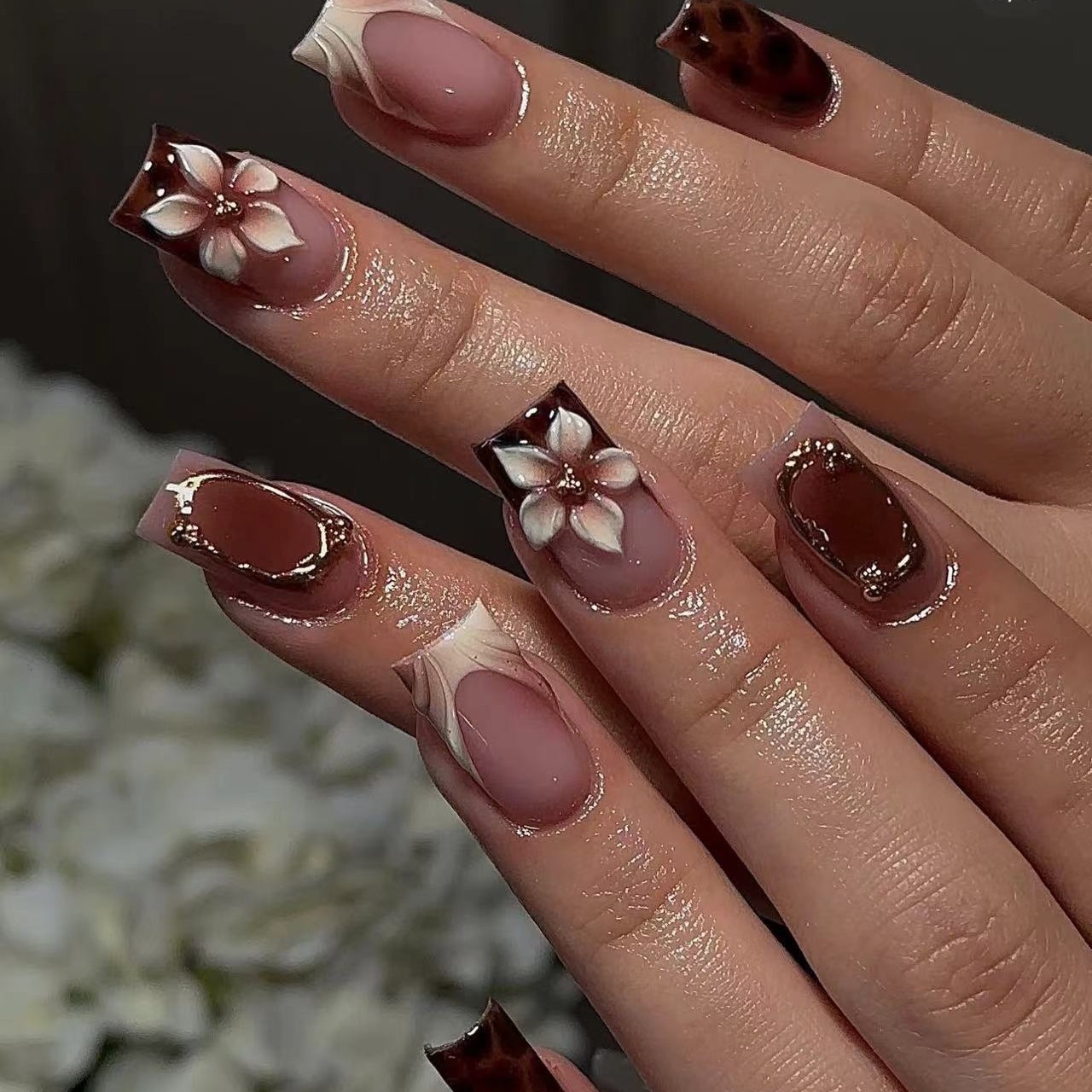 Короткие квадратные накладные  – обзор и цена Nail Art Leopard