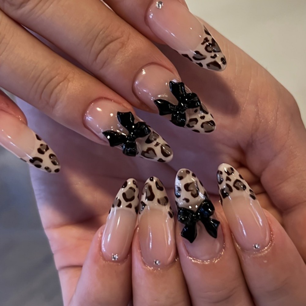 24 шт. французских накладных н – обзор и цена Nail Art Leopard